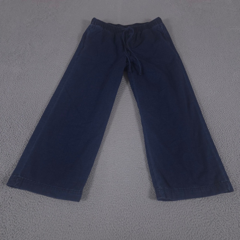 American Eagle Pants Womens Medium Blue Wide Leg Denim Look Elastic‎ Drawstring
